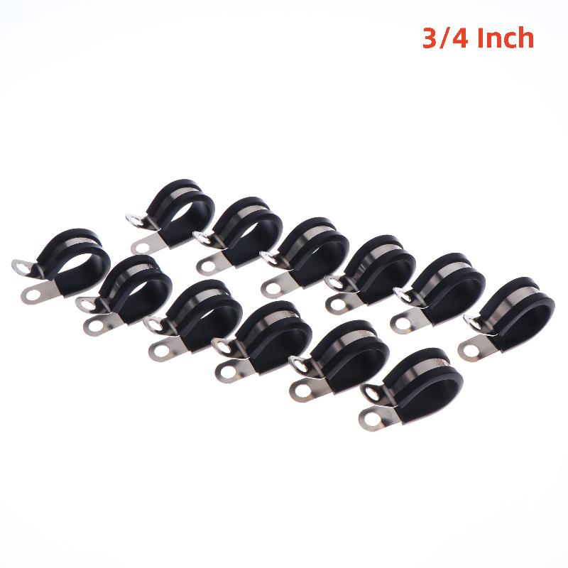 12Pcs R Clips Rubber Lined Clamp Assortment Heavy Duty 1/4 5/16 3/8 1/2 5/8 3/4 for Marine Auto Electrical Wiring Management