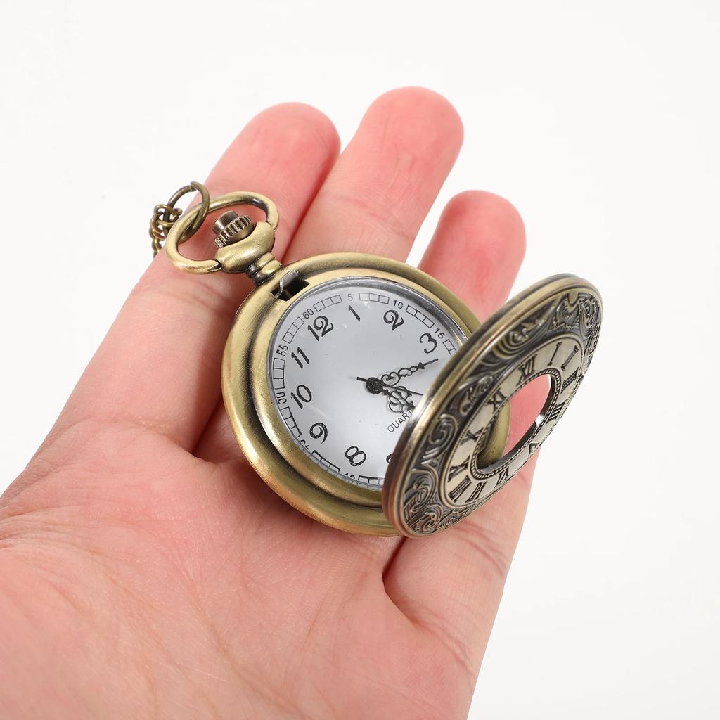 Vintage Charm Black Unisex Fashion Roman Number Quartz Steampunk Pocket Watch Women Man Necklace Pendant with Chain Gift