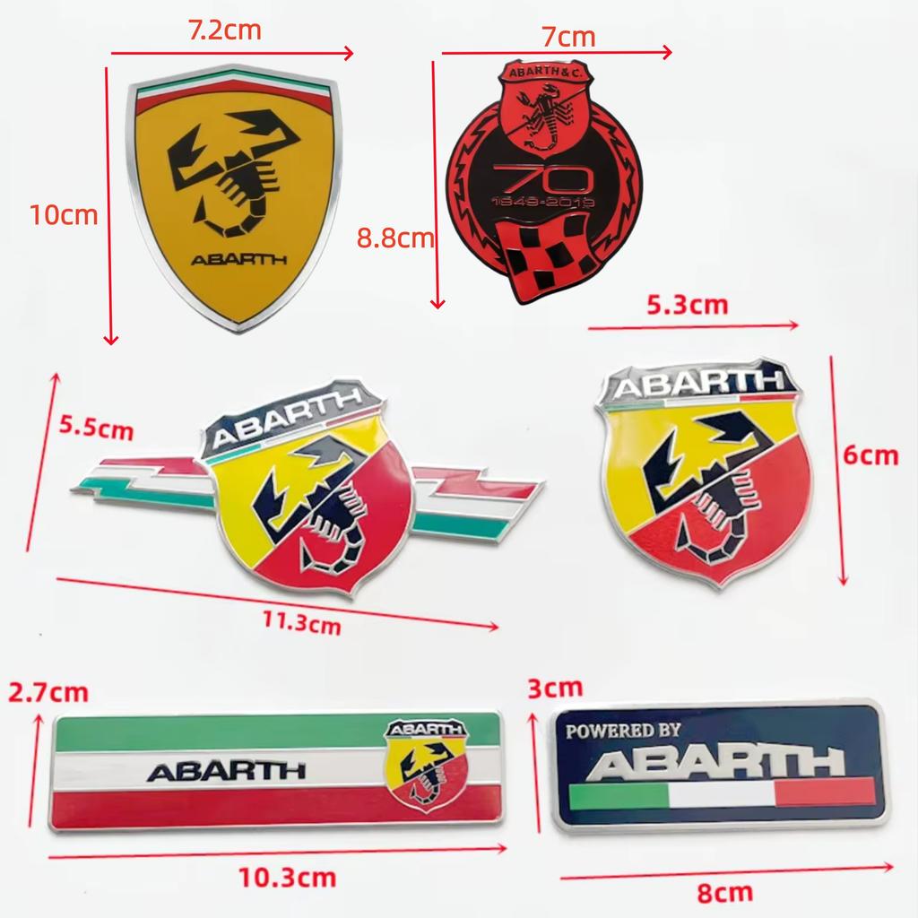 3D Aluminum Car Rear Trunk Fender Emblem Badge Sticker Decals for Abarth 500 124 Punto Ducato Palio Bravo Accessories