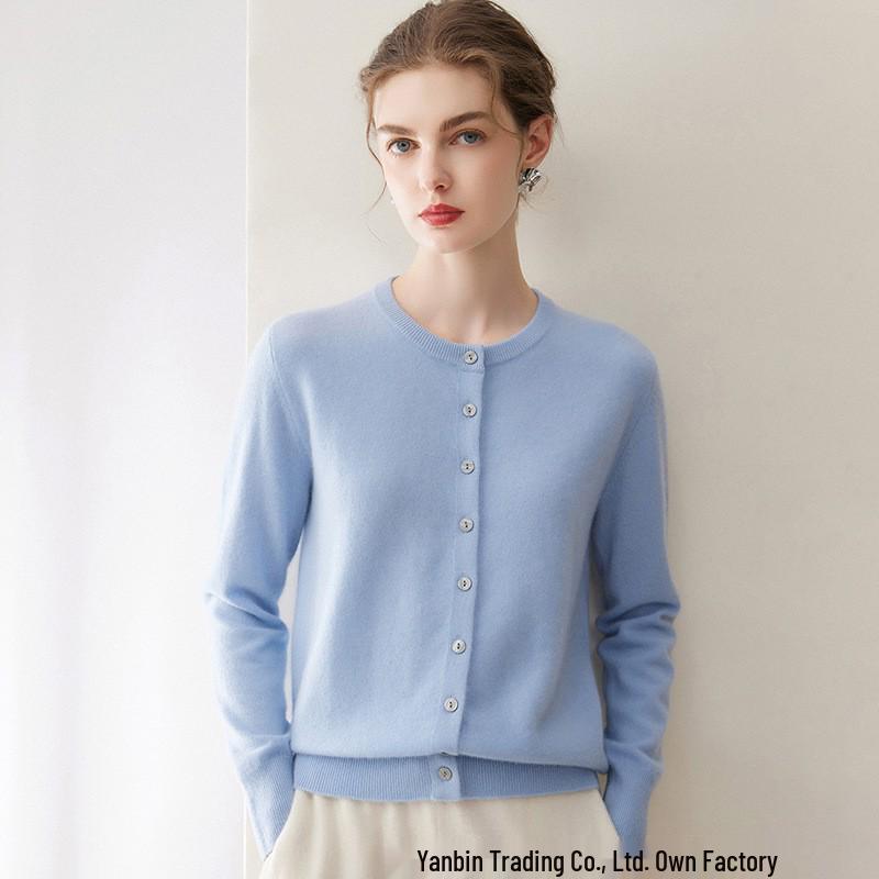 Pure Cashmere Loose Fit Round Neck Cardigan
