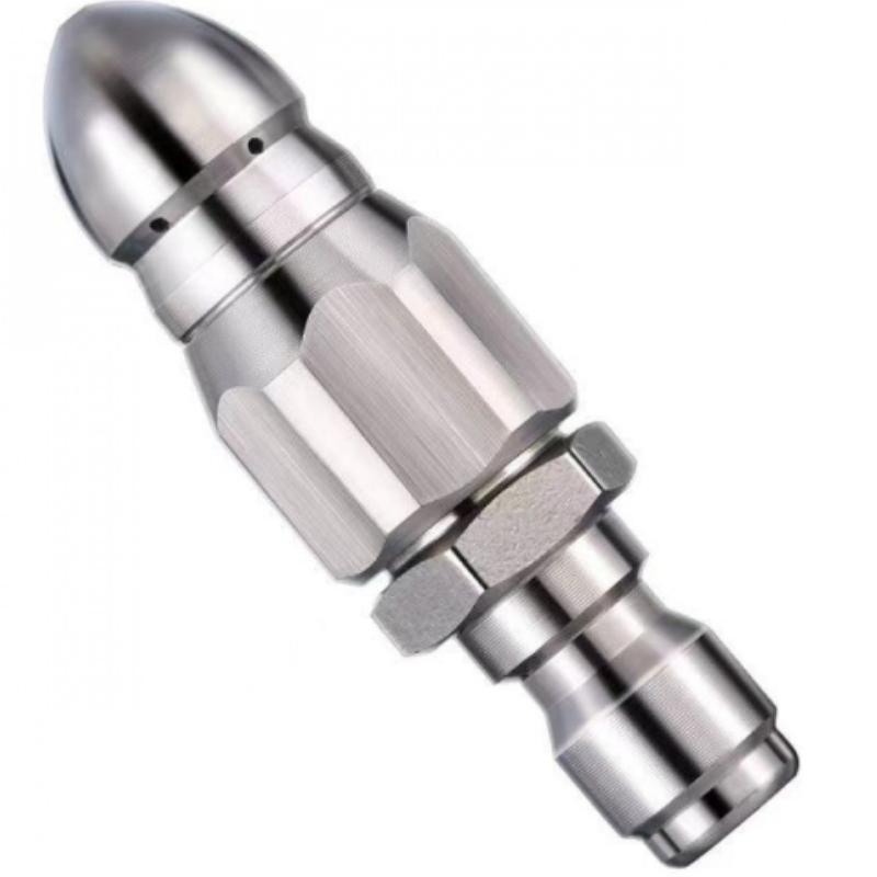 High Pressure Sprayer Nozzle Cleaning Sewer Stainless Steel Pressure Cleaning Machine Plug Drainage Hose Nozzle Tool Water