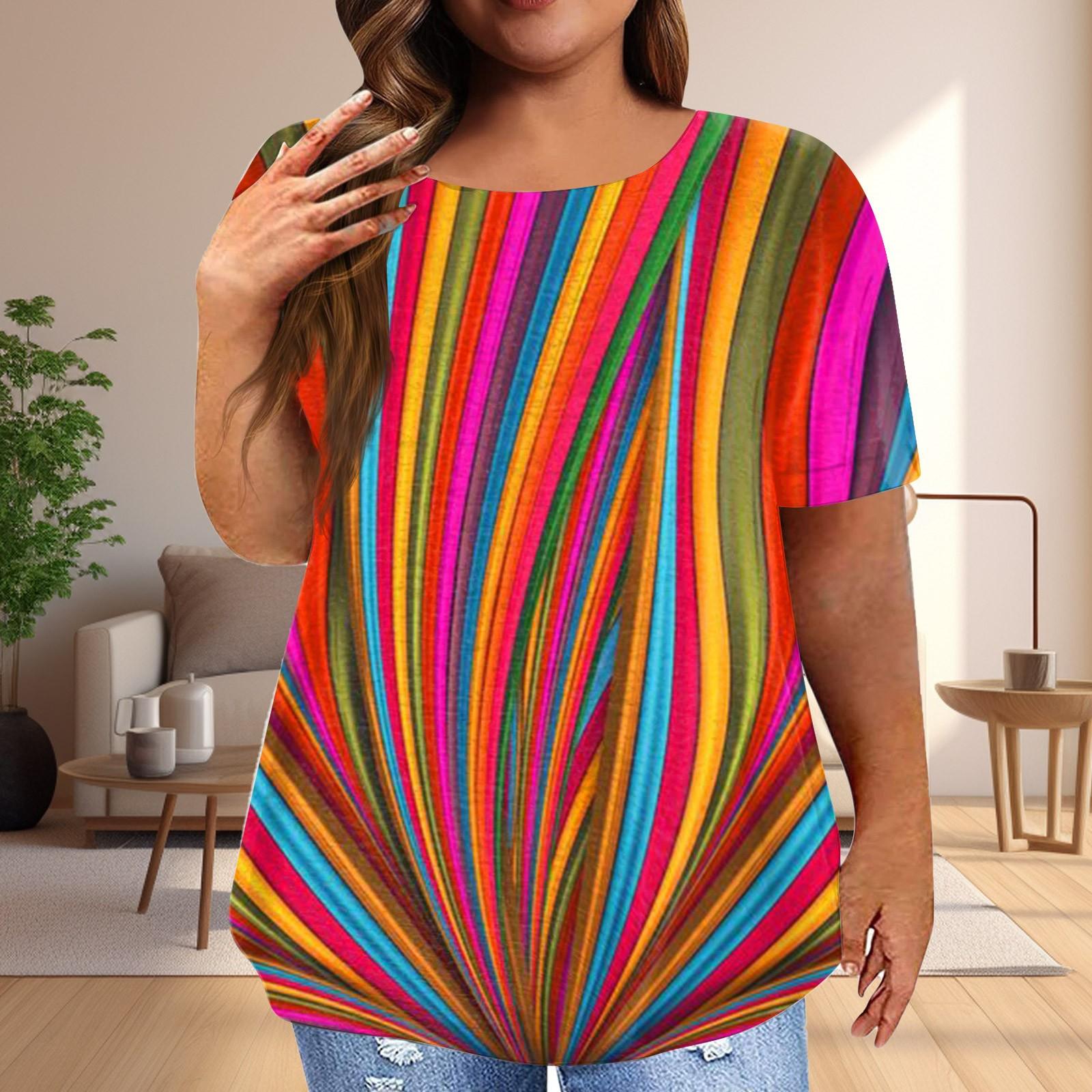 

Женская рубашка с коротким рукавом, круглая шея, футболка больших размеров, повседневные топы с принтом ко Дню святого Валентина XL оранжевый