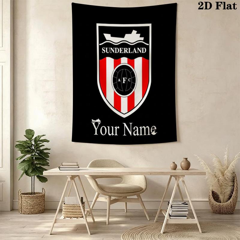 Sunderland A.F.C. Benutzerdefinierte Namens-Wandteppich Ästhetischer Wandbehang Bedruckte Stoffdecke Dekorative Wandteppiche für Schlafzimmer Wohnzimmer Heimdekoration