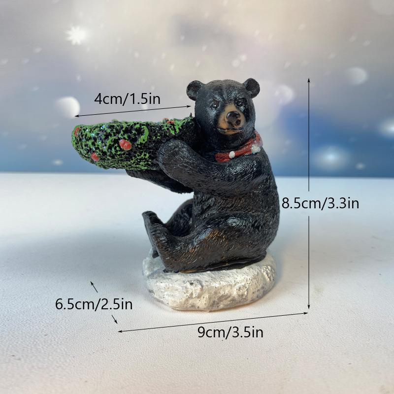 

Подсвечник в европейском стиле с черным медведем, украшения из смолы, ретро-поднос для свечей, креативное украшение для входа в дом Sitting