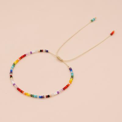 Go2boho Boho Glass Bead Bracelet Handmade Stack Rainbow Tiny Beads Lucky Energy Chain Adjustable Cord Fashion Jewelry For Women