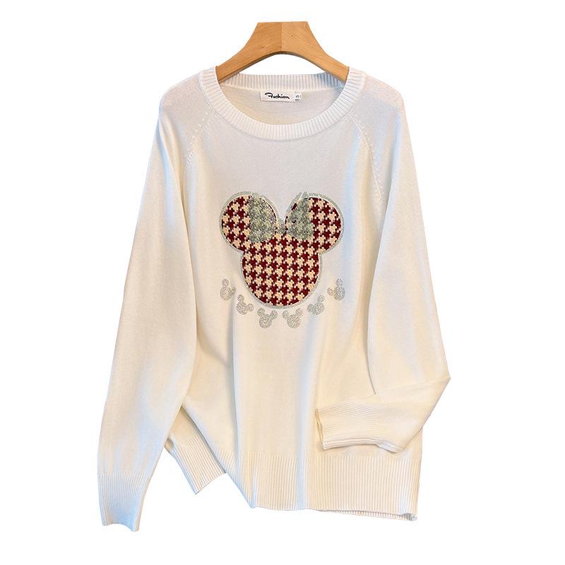 Plus Size Women's Round Neck Knit Pullover Sweater, Bust 150/160, 200/300 Jin