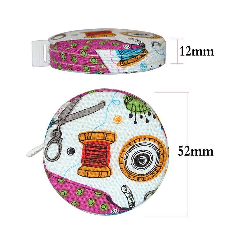 Mini Retractable Portable Ruler Tape Measure Fabric Covered Tailor Ruler Sewing Tools Accessories 1.5M/2M