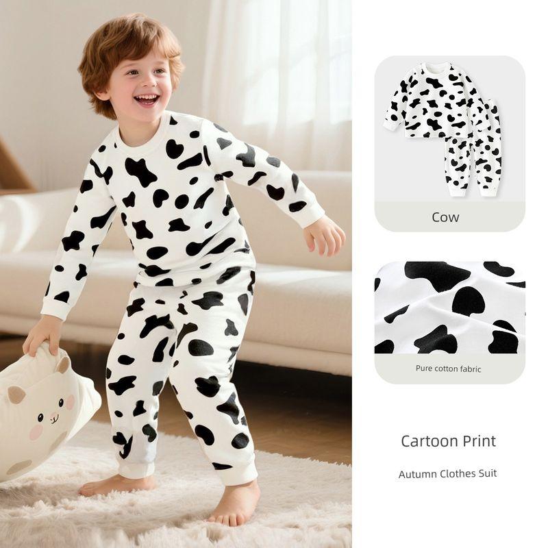 Set, Separate Pajamas for Girls and Boys, Children's Home Wear, Cotton Long Johns, Pure Cotton, Class A, Full Cotton, Long-Sleeved for Infants