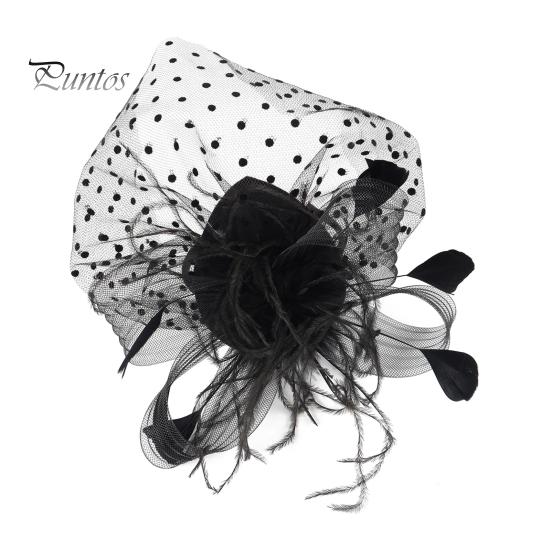 

Повязка на голову в виде цилиндра с перьями и сеткой, удобная в носке, стильный головной убор, повседневные вечерние аксессуары для волос для женщин чёрный