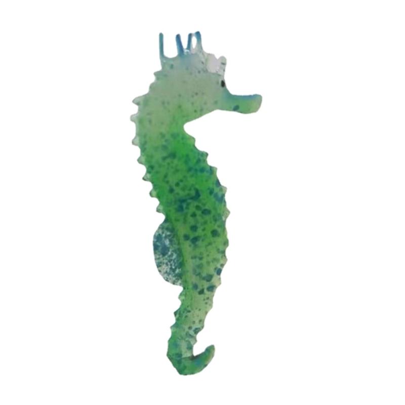 Aquarium Fluorescence Suction Cups Seahorse Ornament Glow in Dark Landscaping Silicone Seahorse Glowing Fish Tank Decors зелёный