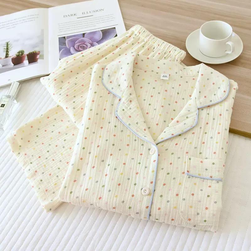 100% Cotton Autumn and Winter Women Pajamas Long-sleeved Trouser Ladies Pajamas Home Service Sleepwear Women Homewear