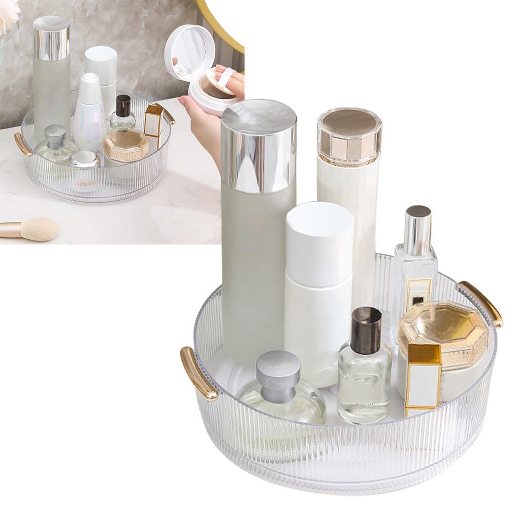 360 Rotating Cosmetic Organizer Texture Storage Rotating Makeup Desk Organizer with Handle for