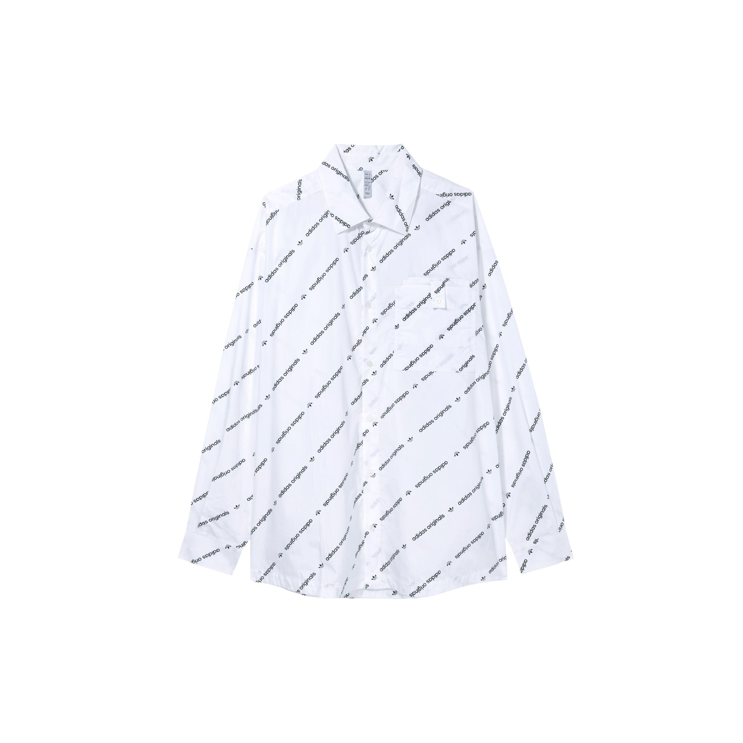 

Adidas Originals Рубашка с длинными рукавами и пуговицами с принтом трилистника и алфавитом, топы унисекс, белый цвет HU1228 XL