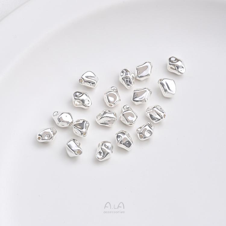 Color-Preserving Copper-Plated 925 Silver Irregular Spacer Beads for Baroque-Style DIY Pearl Jewelry