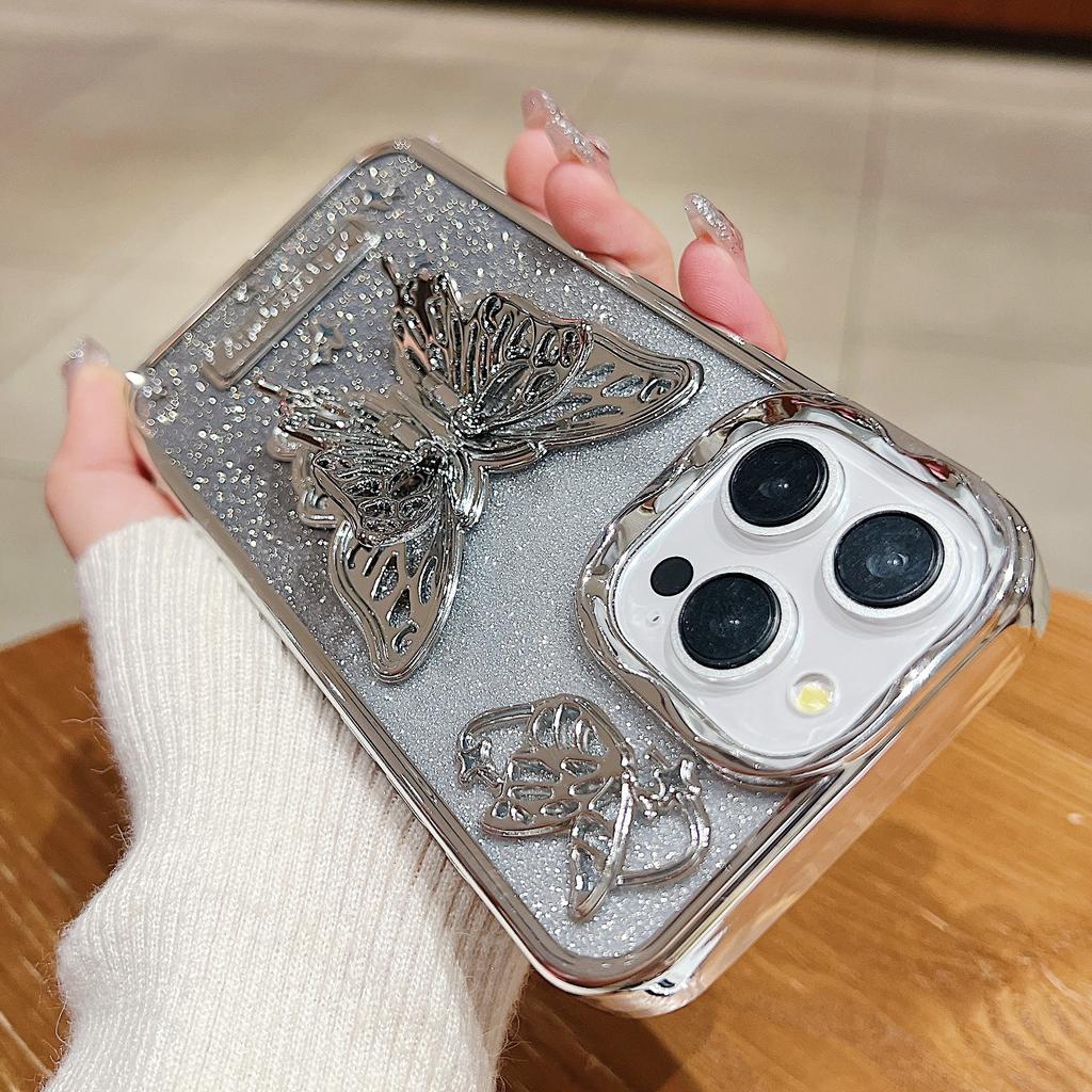 The Electroplated Three-dimensional Butterfly Stand Is Suitable for Apple 15Promax Phone Cases and IPhone14 with Gradient Glitter 13