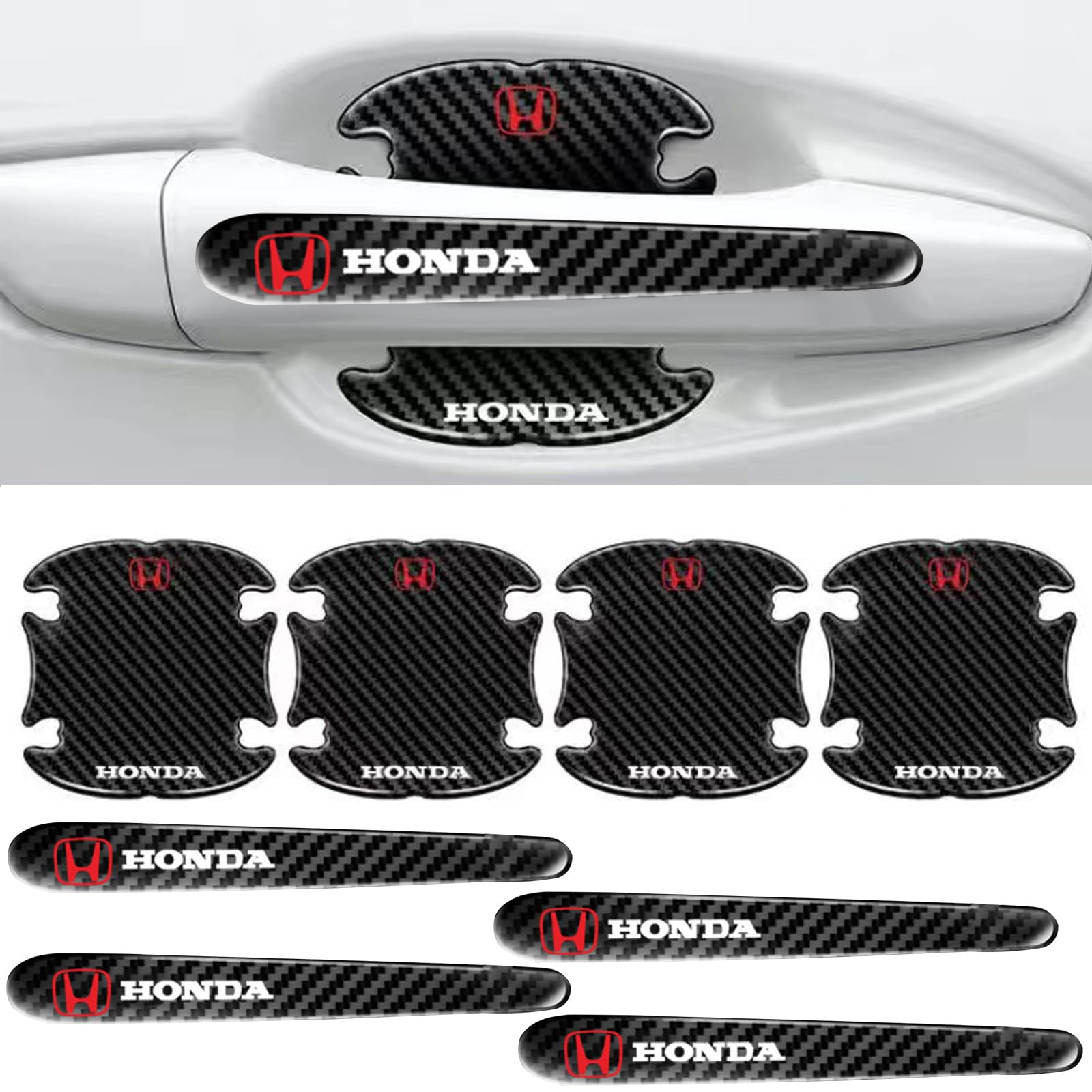 

Car Door Handle Protectors 4 Car Door Carbon Hides and Line Easy Door Handle Exterior (4 pieces) + Handles, Protective, Black, Solid, Fiber-Look,