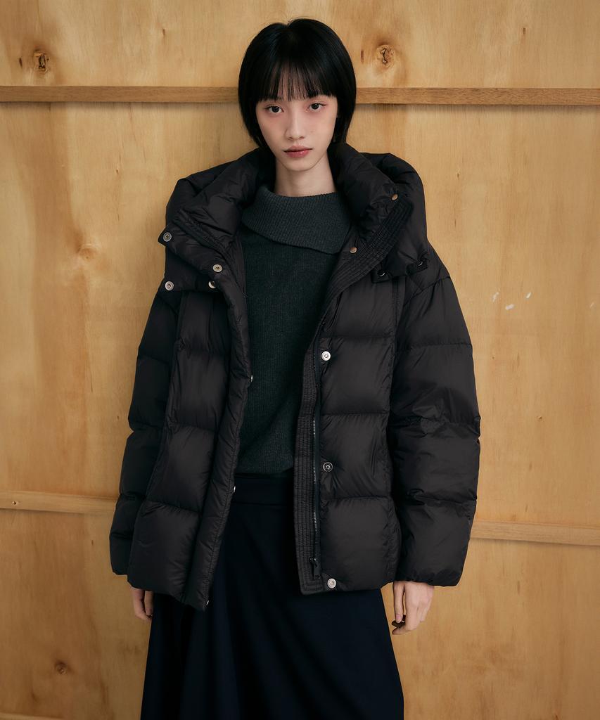 Leftseoul Easy Warm Hooded Duck Down Jumper [Black]