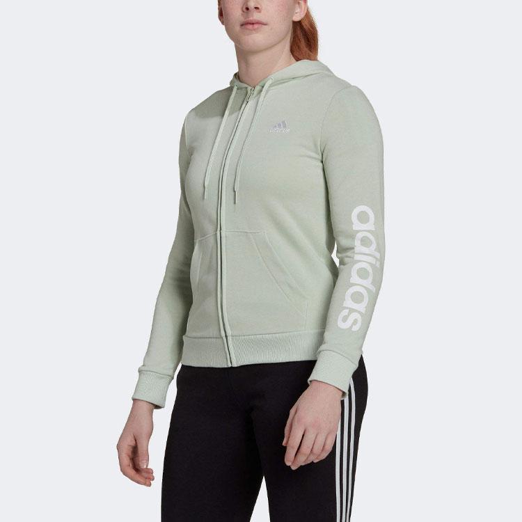 Adidas Essentials Letter Logo Print Hoodie Women Hoodie Green HK9662