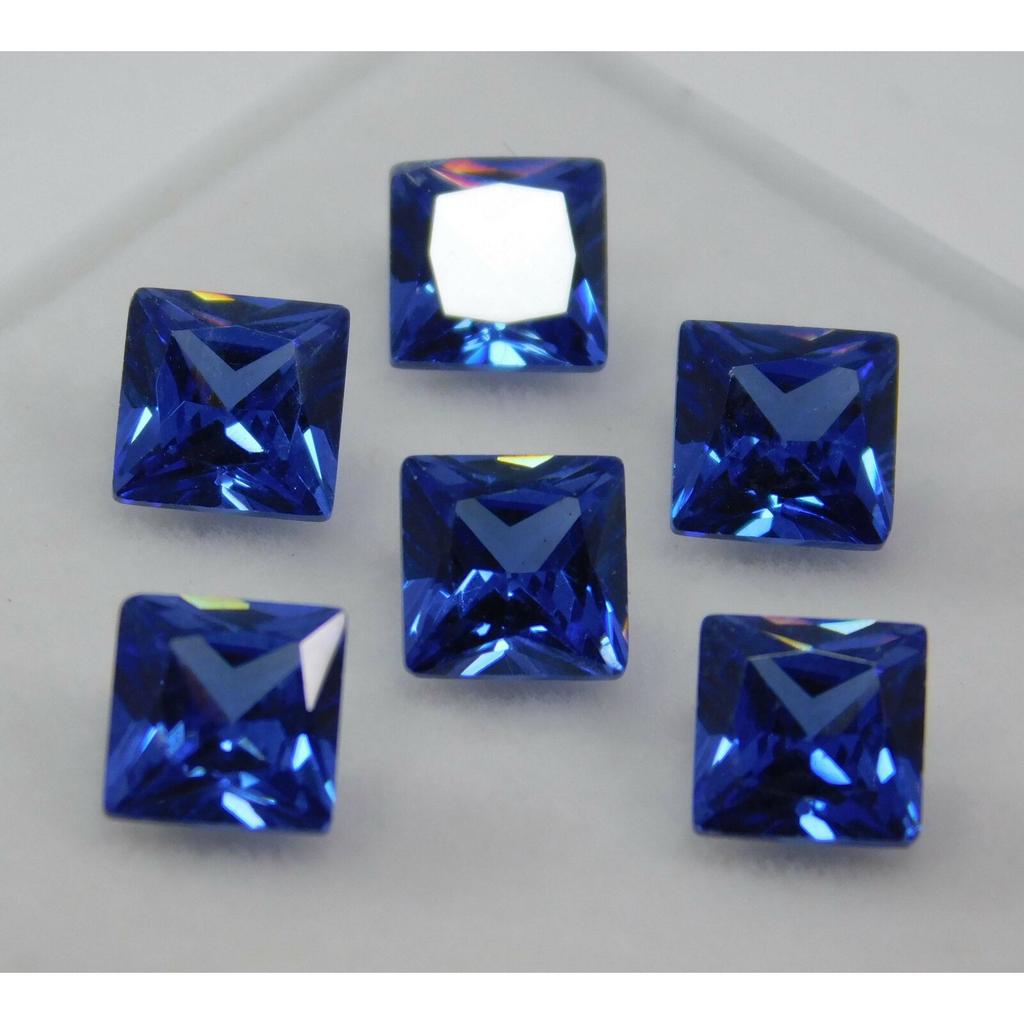 6 Pcs Natural Blue Sapphire CERTIFIED Loose Gemstone SQUARE SHAPE 5x5 mm Lot A-435793495