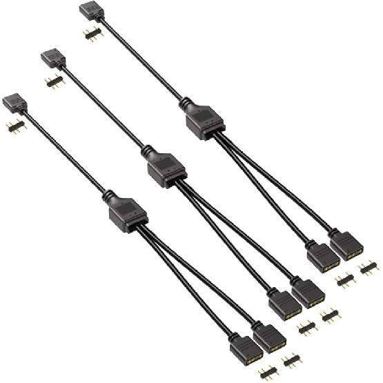 ARGB 100cm Cable 5V 3 Pin Addressable RGB Splitter ExtensionCable ARGB LED Sync Cable for Extend PC Computer ARGB Fans Or LED Series 1 to 2 ARGB