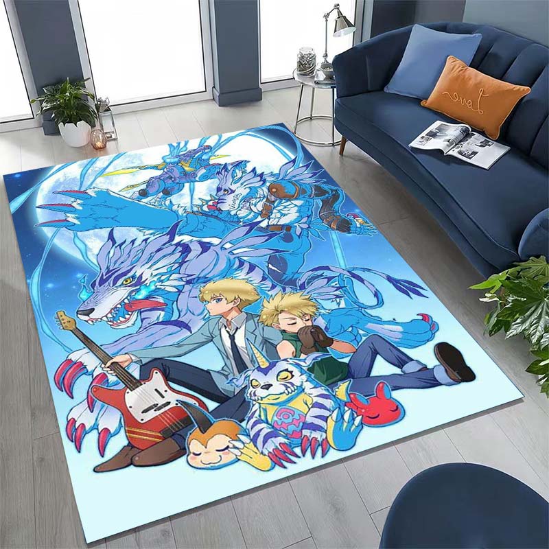 The New (Digimon) Rug Is Suitable for Home Décor in Game Rooms, Bedrooms, Living Rooms, Sofas, and Other Areas.