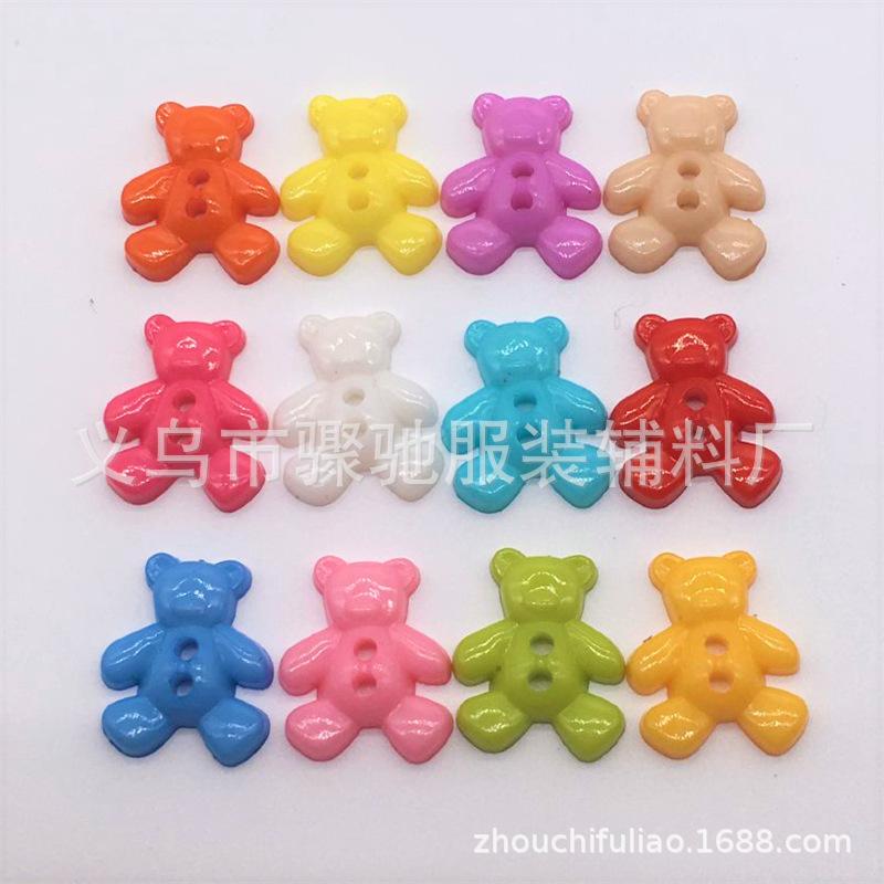 10Pcs Supply Colorful Bear Buttons, Cartoon Two-Eyed Plastic Winnie The Pooh Buttons, Handmade Diy Decorative Buttons