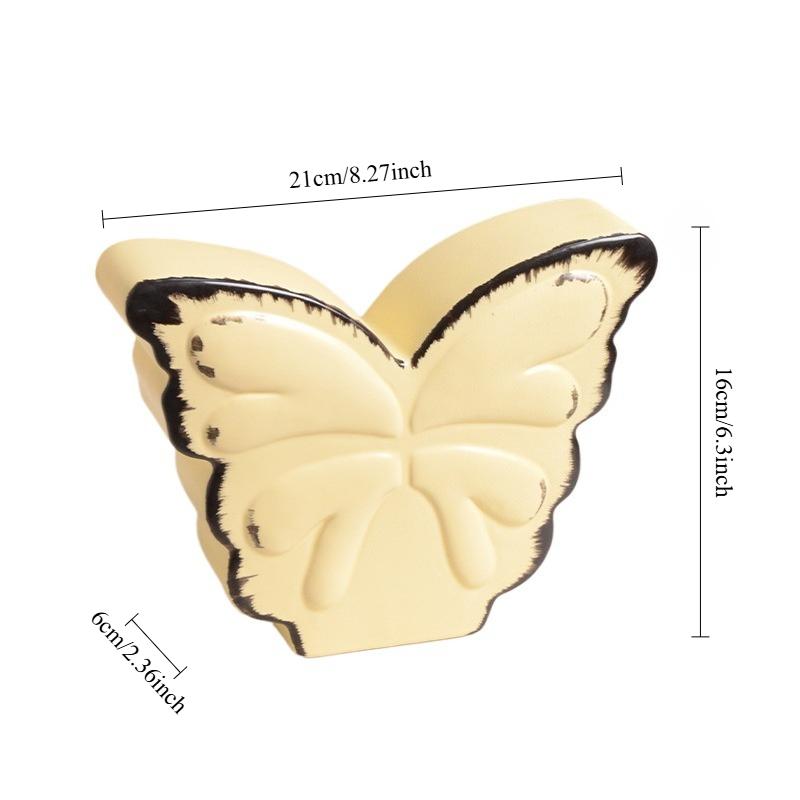 Nordic Ins Style Butterfly Ceramic Vase Ornament Dried Flower Arrangement Container Living Room Bedroom Dining Table Decoration