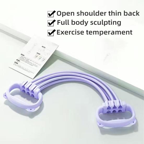 Adjustable 6-Tube Fitness Resistance Band with Cat Ear Handle Men Women Arm Shoulder Back Stretch Exercise Strap