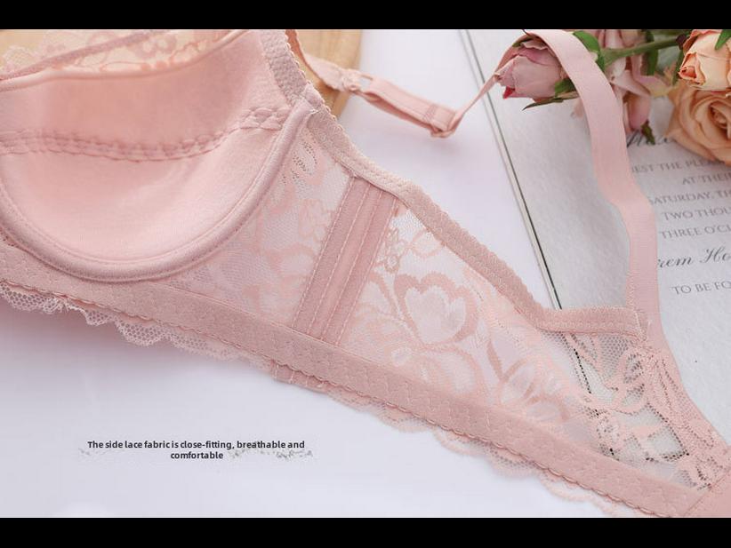 Ultra-Thin Lace Bra: Sexy, Large-Size, No Sponge, Gathered Fit