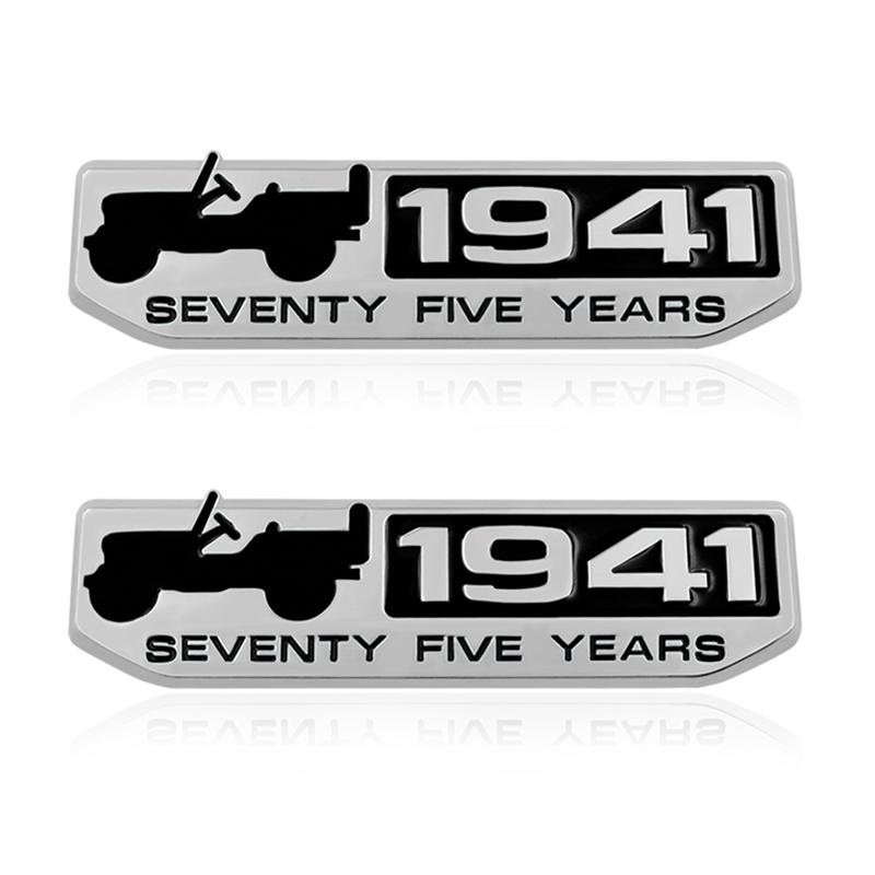 Metal Off-Road 1941 Seventy Five Years Emblem Badge Decal Sticker Jeep Wrangler