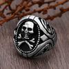 Gotischer Edelstahl Piraten Totenkopf Ring für Männer Punk Gold Farbe Biker Totenkopf Stempel Ringe Schmuck Geschenk für Freund Größe 7-13