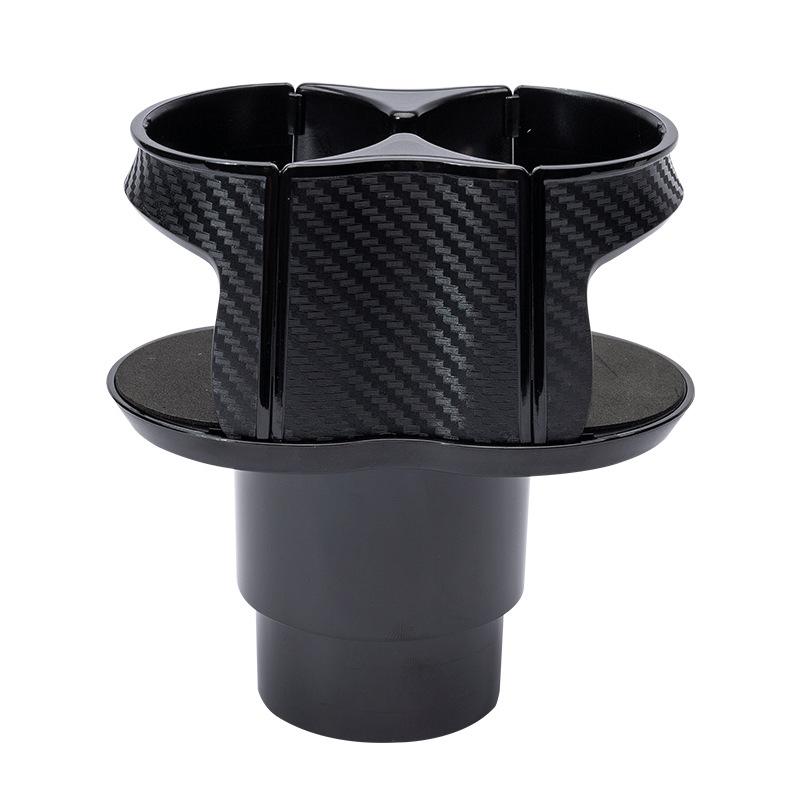 Adjustable Car Cup Holder Expander Dual Organizer Carbon Fiber Finish Vehicle Beverage Mount Interior Accessory