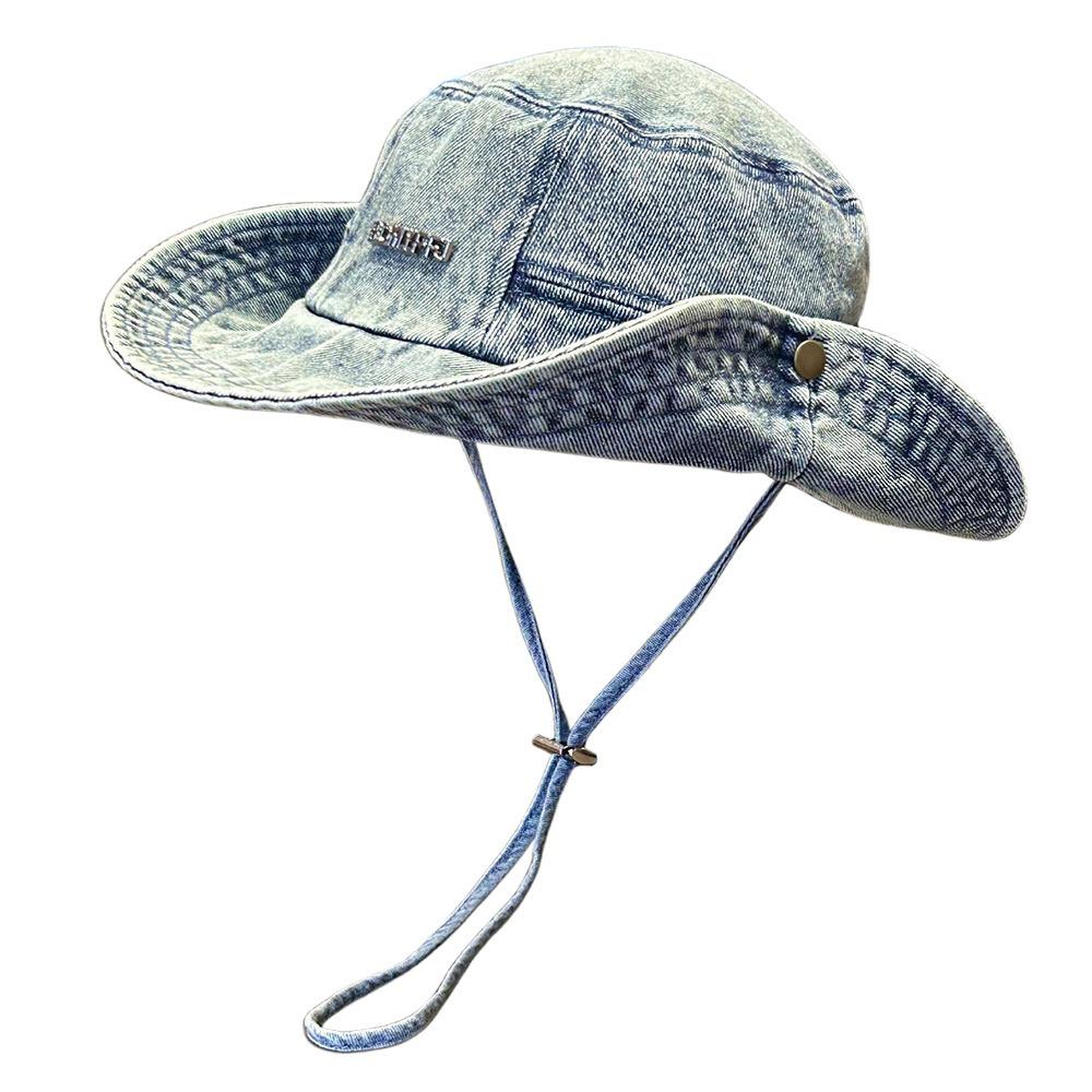Portable Sun Protection Denim Cloth Bucket Hat Anti-UV Retro Cowboy Hat Casual Breathable Mountaineering Caps Camping Hiking