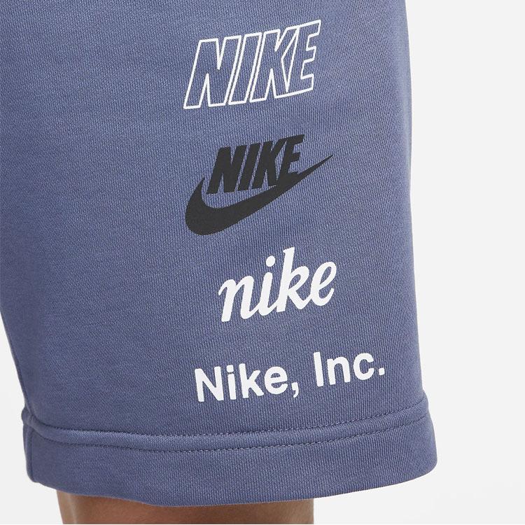 Nike Letter Print Drawstring Straight-Leg Shorts Men Bottoms Blue FB8831-491