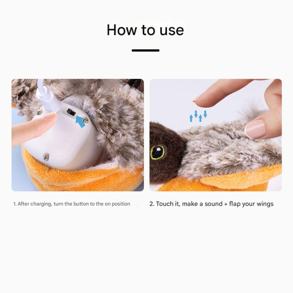 Hangable Interactive Flying Bird Cat Toys Electronic Pet Simulation Sparrow Toy  for Indoor Cats