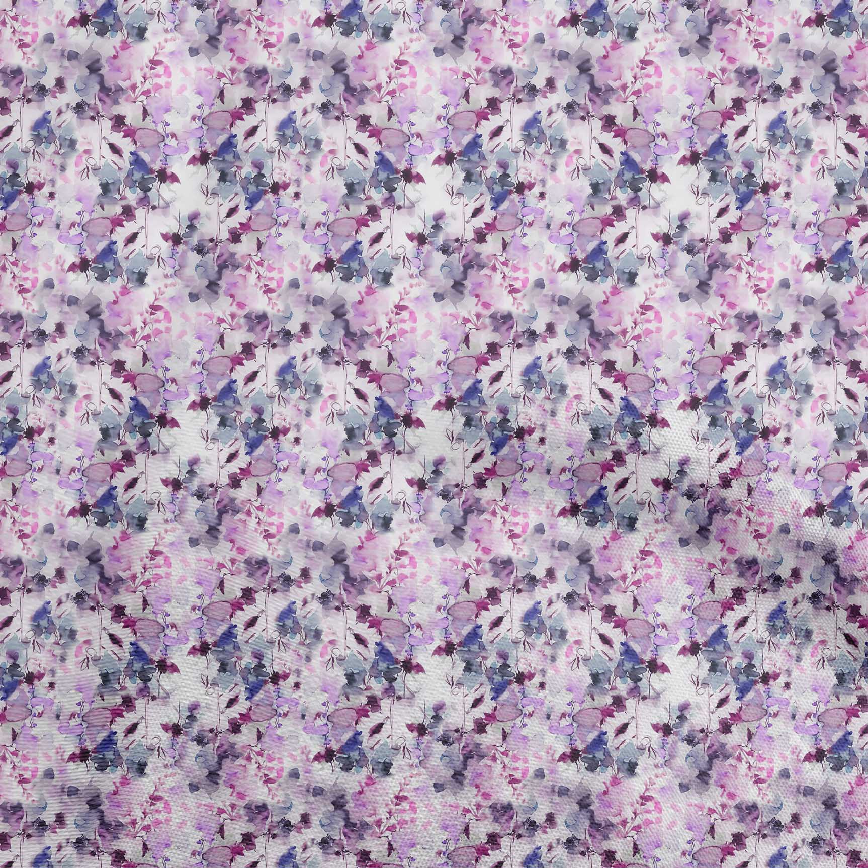 

oneOone Cotton Flex Medium Blue Fabric Абстрактна акварельна тканина з квітковим малюнком для пошиття одягу у дворі, надрукована своїми руками, Швейні приладдя, 40 дюймів 42 Inch Wide - Viscose Chiffon Фіолетовий