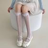 Solid Color Long Socks Stockings Women Hollow Out Mesh Fishnet Stockings Knee Socks Cute Bow JK Sweet Girls Kawaii Ruffle Socks