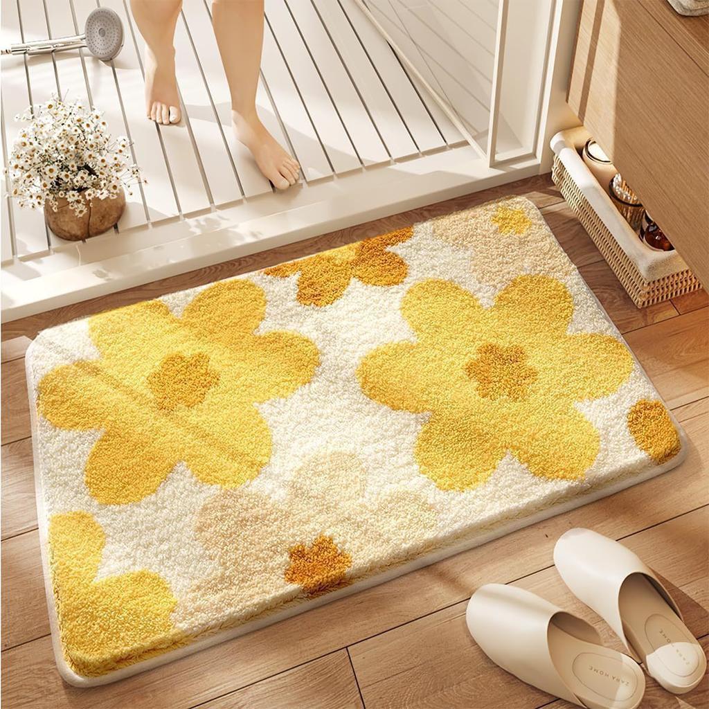 Small Fresh Special-shaped Flower Cashmere Floor Mat, Bathroom Water-absorbing and Dirt-resistant Foot Pad, Entrance Wear-resistant Foot Pad