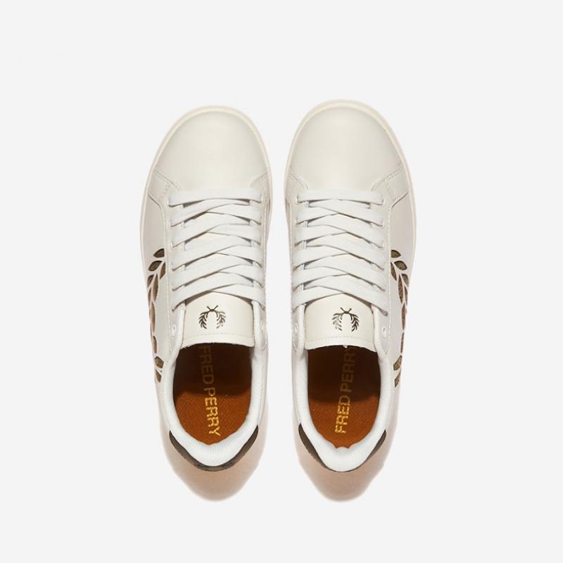 Fred Perry B721 Leather Branded B7323 Porcelain Uniform Green  U04 