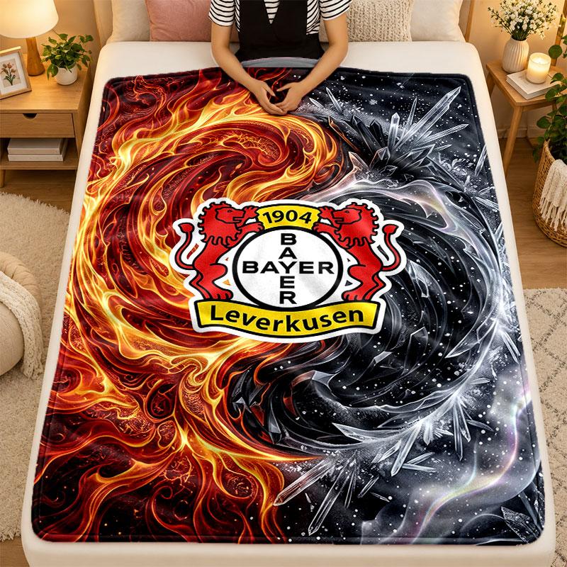 Flannel BlanketBayer Leverkusen Football Warm Soft Throw Blanket for Indoor Sofa Bed Living Room Use