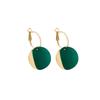 Contrasting color geometric sequined earrings women's retro Hong Kong style temperament high-end earrings Korean fashion personalized earrings