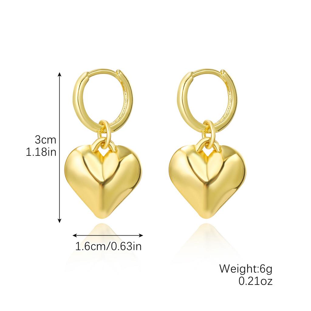 Accessories Simple Fashion Love Pendant Ear Buckle Femininity Geometric Retro Peach Heart Ear Buckle Premium Sense
