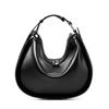 Echte Leder Sichelmond Tasche Handtasche Große Kapazität Glänzendes Weiches Leder Umhängetasche Halbrund Satteltasche Hornmond Tasche
