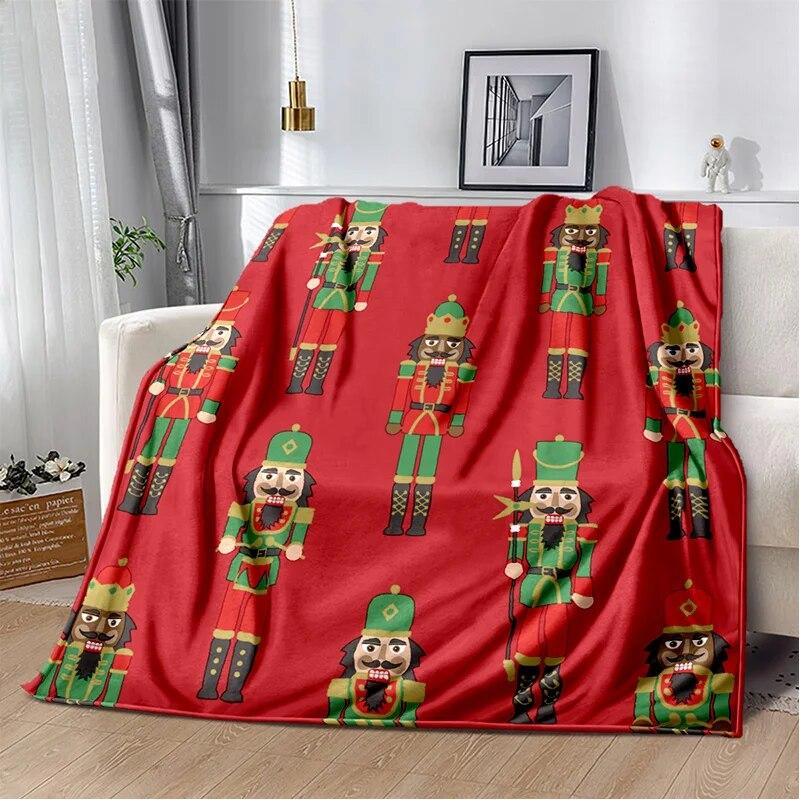 3D Nutcracker Christmas Tree Soft Plush Blanket,Flannel Blanket Throw Blanket for Living Room Bedroom Bed Sofa Picnic Cover Kids
