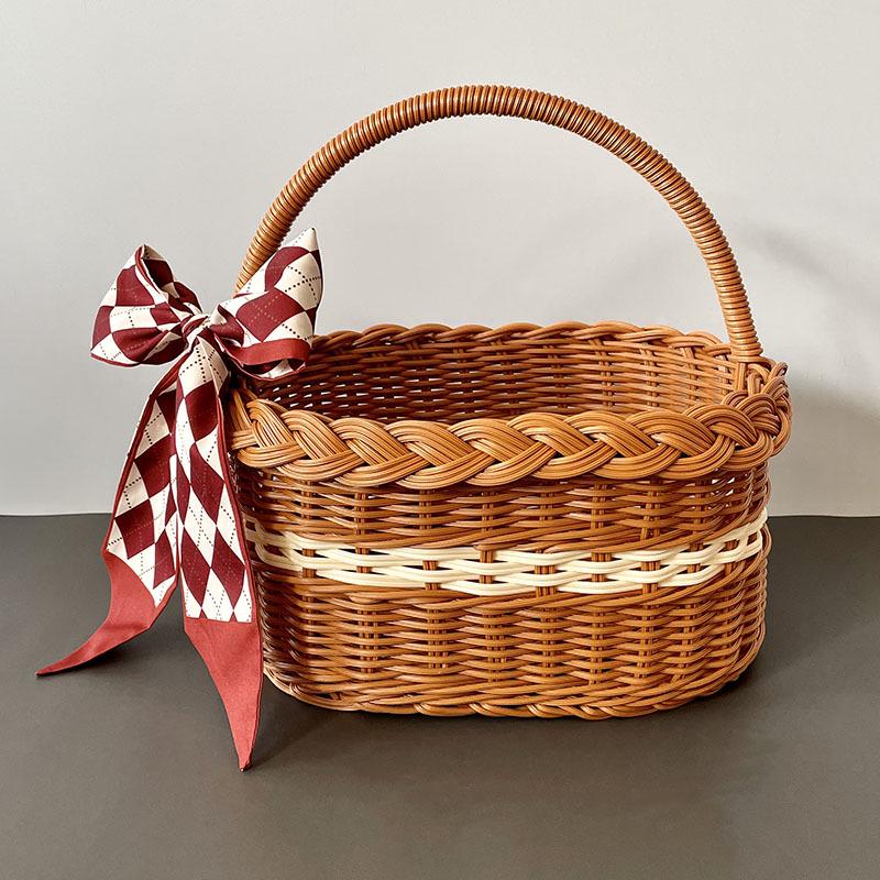 

Плетеная корзина для пикника и хранения из искусственного ротанга - ручная подарочная или детская корзина Large [30*20*15]