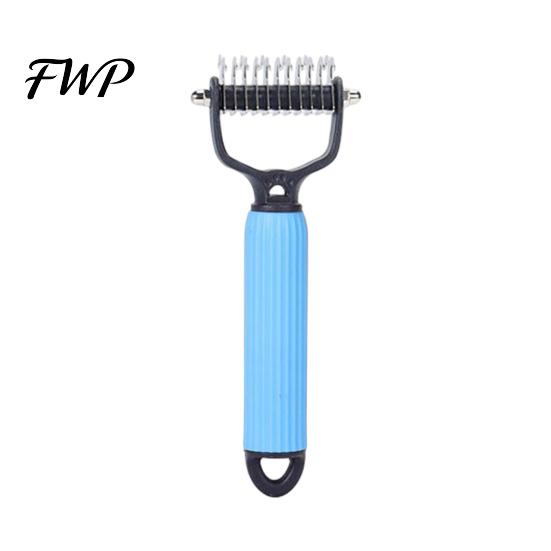 Double-sided Pet Brush Grooming Rake, Double Sided Cat Undercoat Rake Dematting Comb, Gentle Comb for Dogs Detangling Tool, Deshedding Cats S синий
