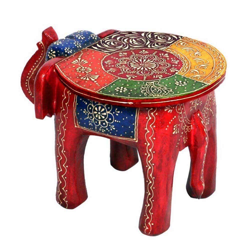 Wooden Decorative Rajasthani Hand Painted Elephant Stool | Rajasthani Home Decor Handicrafts | Home Decorative Items | Showpiece Gifts
