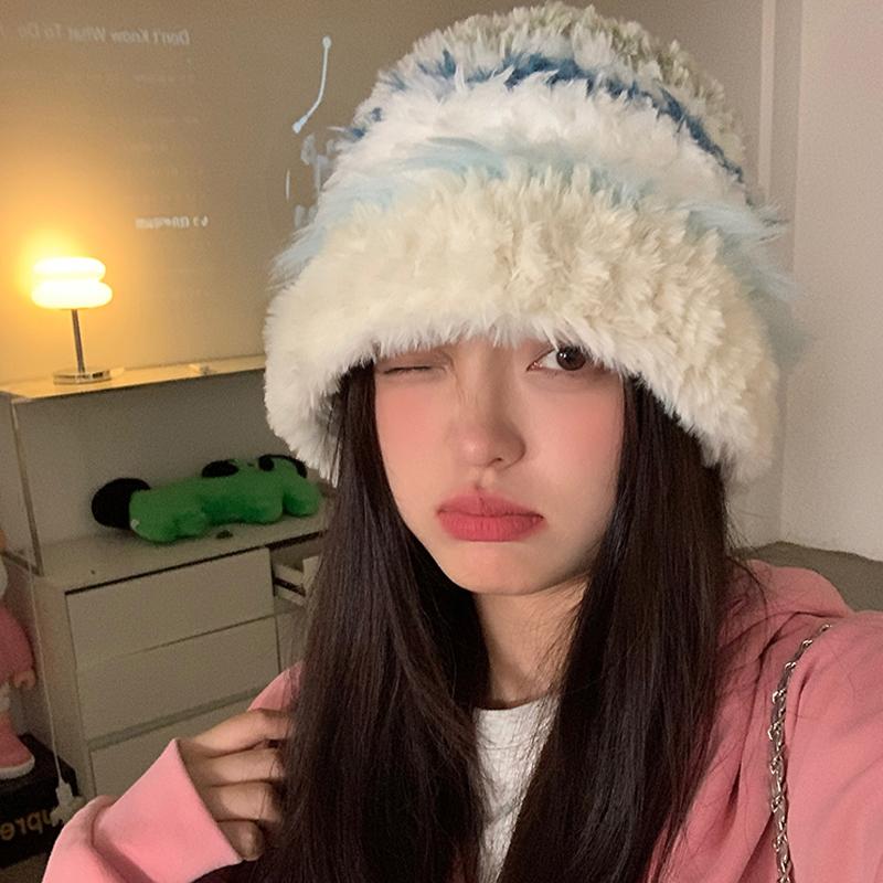 Autumn And Winter Plush Thick Cold-Proof Wool Hat Warm Ear Protection Knitted Hat For Women