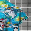 Men's Hawaiian Shirt 3D Shark Print Fashionable Short Sleeved V-neck Buckle Lining Casual Summer Top Polyester Fiber Regular Version