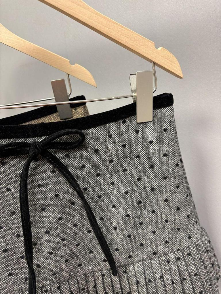 Women's Korean-Style Polka Dot Wool Skirt: Sweet, Versatile Patchwork A-Line for Autumn/Winter